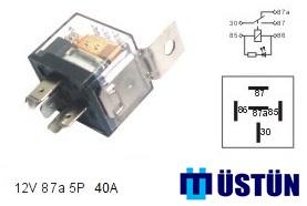 USTUN RL150 MİNİ ROLE ŞEFFAF 12V 5P 40A 87a